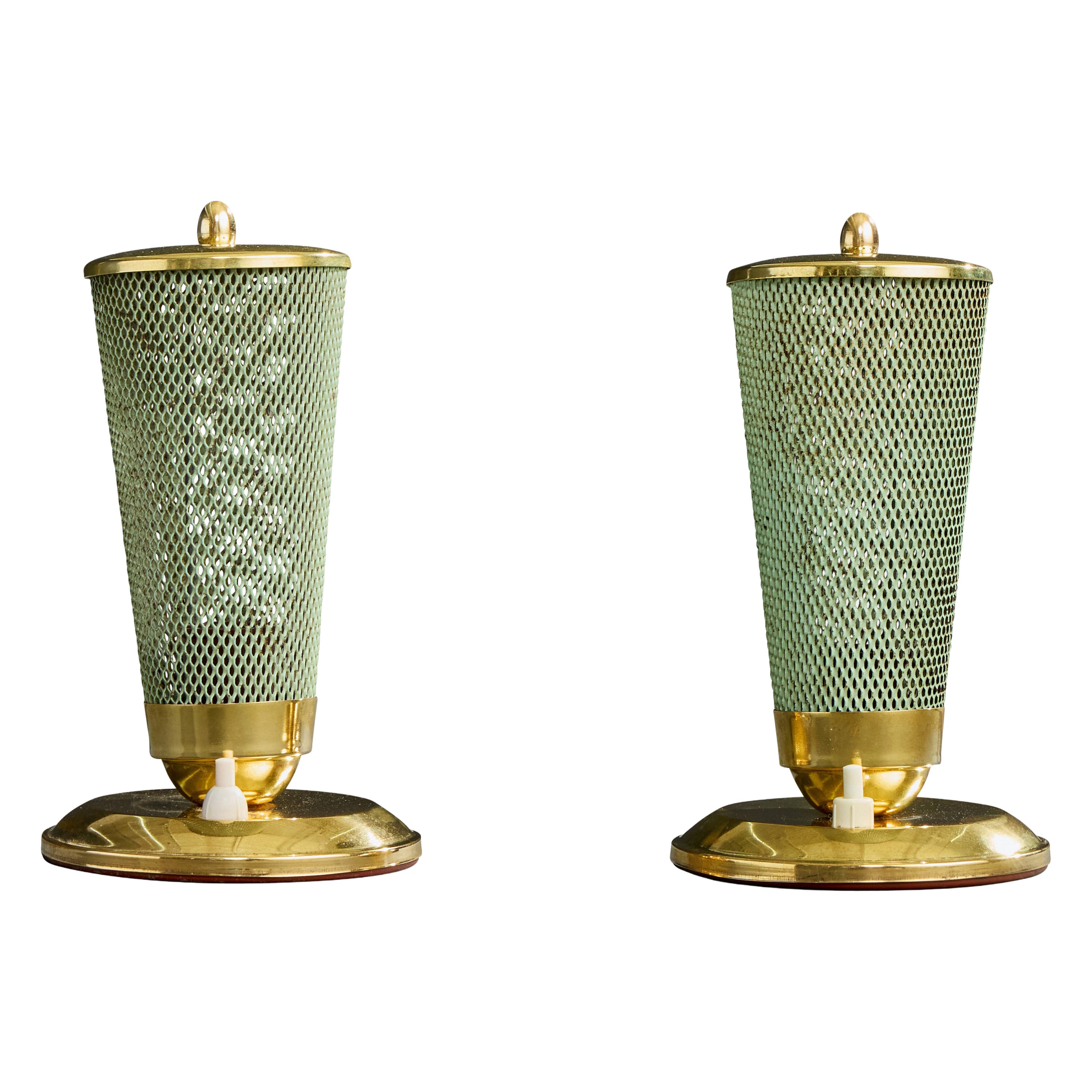 Designer allemand, lampes de table, laiton, métal, Allemagne, années 1950