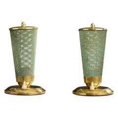 Designer allemand, lampes de table, laiton, métal, Allemagne, années 1950