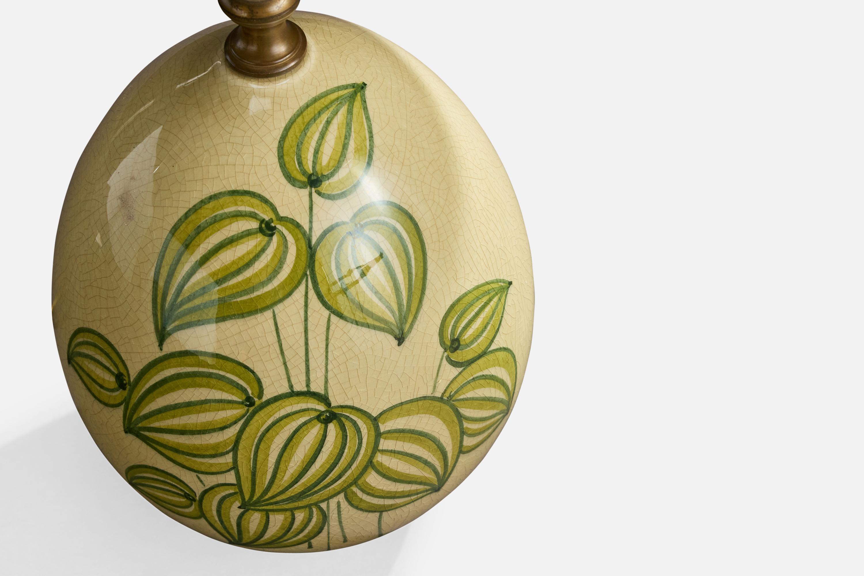 Diseñador alemán, Lámparas de mesa, Cerámica, Latón, Alemania, Años 60 en Bueno estado para la venta en High Point, NC
