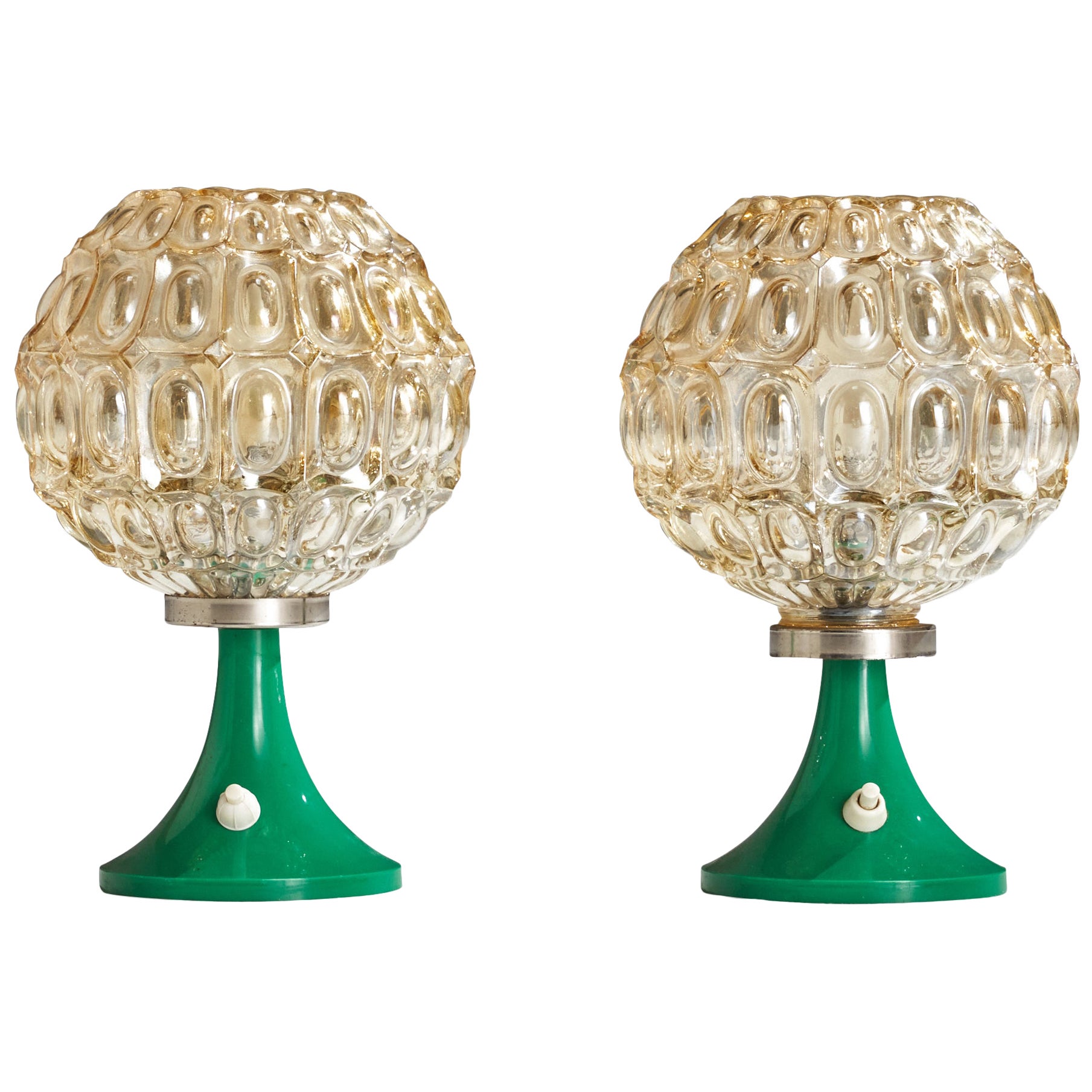 Designer allemand, lampes de bureau, verre, métal, acrylique, Allemagne, 1970 en vente