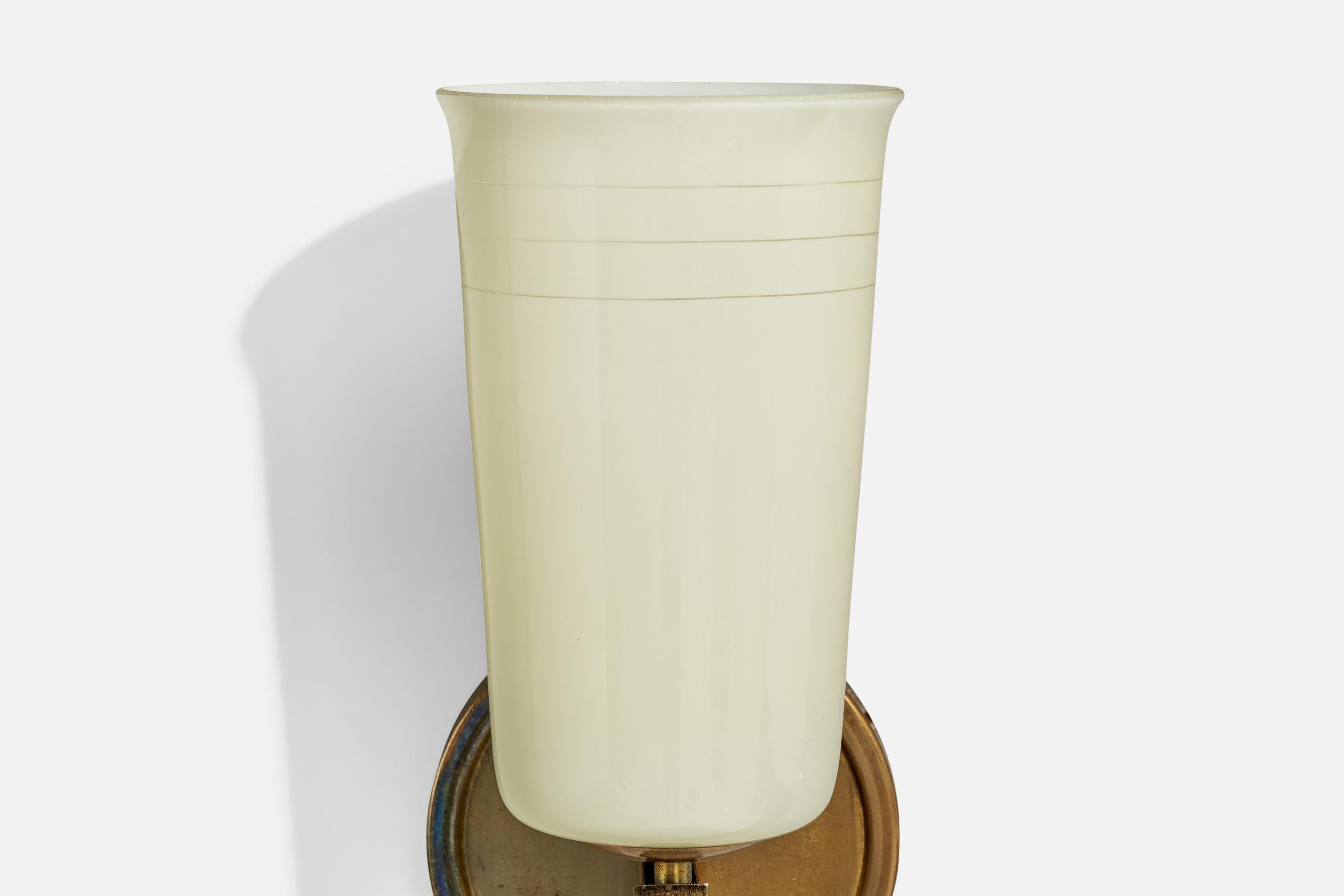 German Designer, Wall Light, Brass, Glass, Germany, 1920s 2