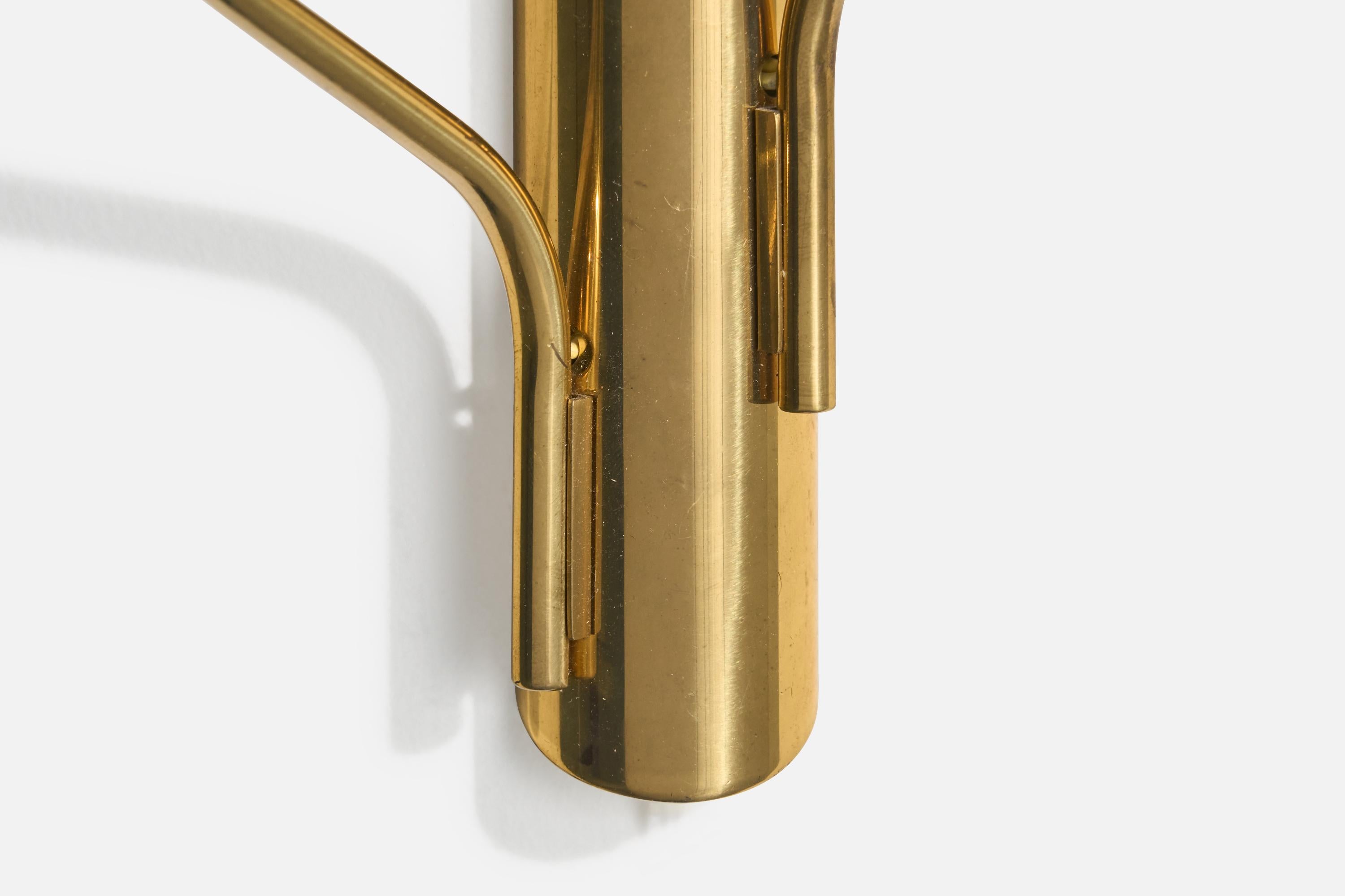 German Designer, Wall Light, Brass, Glass, Germany, 1950s For Sale 2