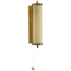 German Designer, Wall Light, Brass, Glass, Germany, 1950s