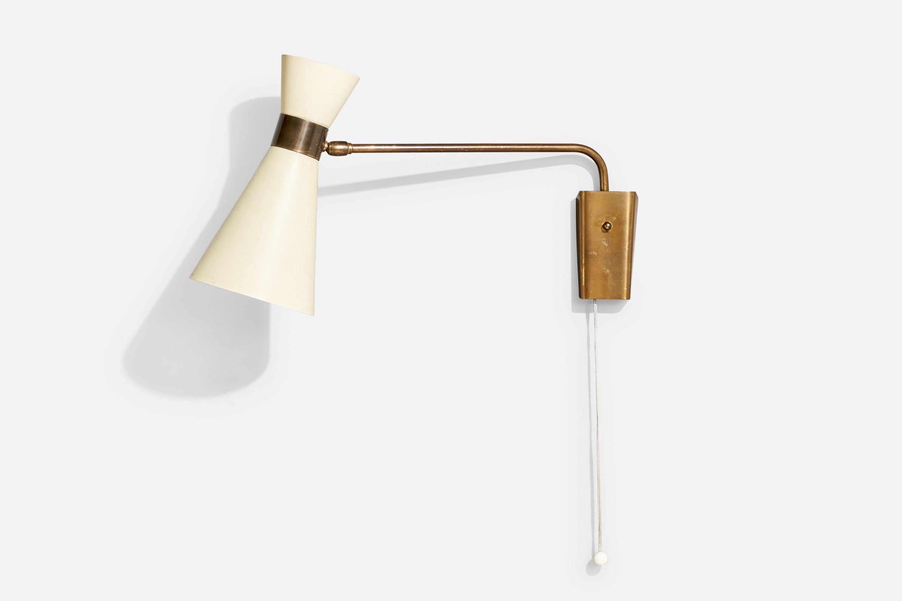 Mid-Century moderno Lampada da parete di design tedesco, ottone, metallo, Germania, anni '50 in vendita