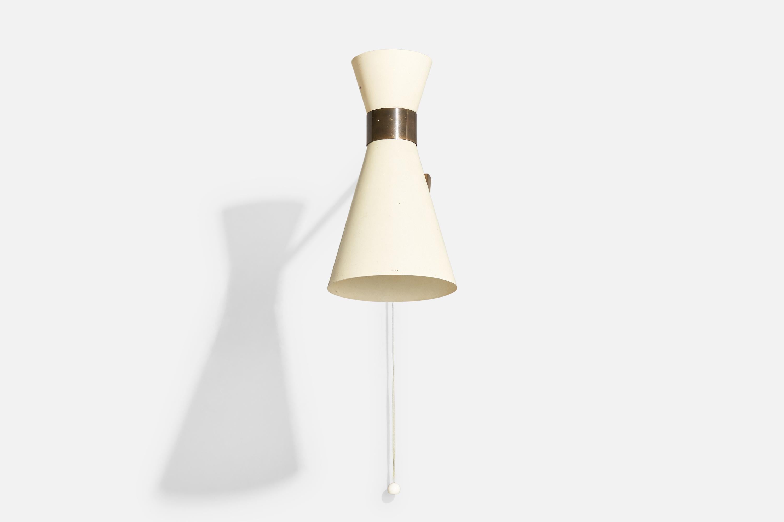 Lampada da parete di design tedesco, ottone, metallo, Germania, anni '50 In condizioni buone in vendita a High Point, NC