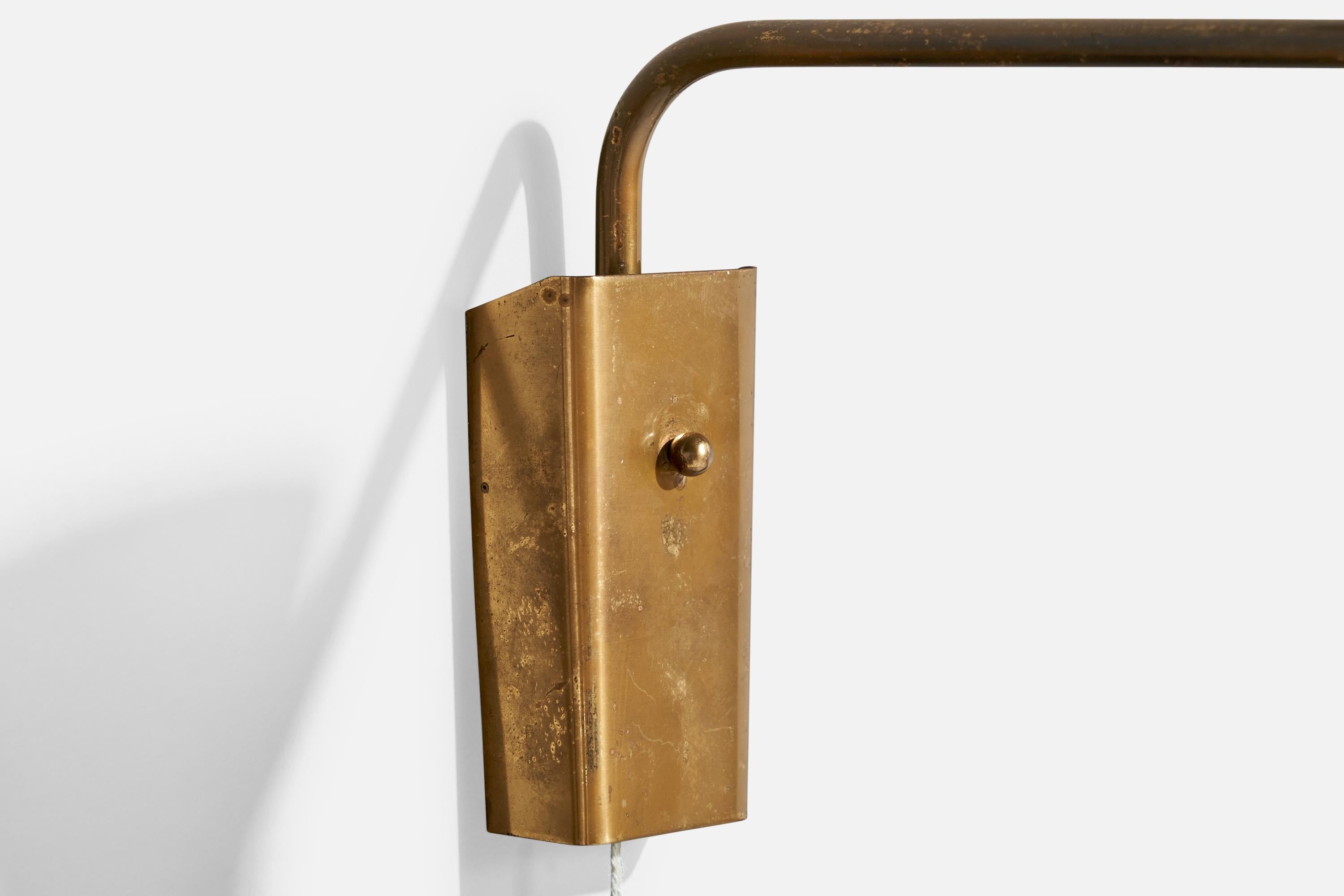 Metà XX secolo Lampada da parete di design tedesco, ottone, metallo, Germania, anni '50 in vendita