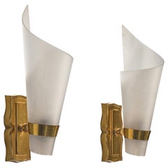 Deutscher Designer, Wandleuchten, Acryl, Glas, Messing, Deutschland, 1960er Jahre