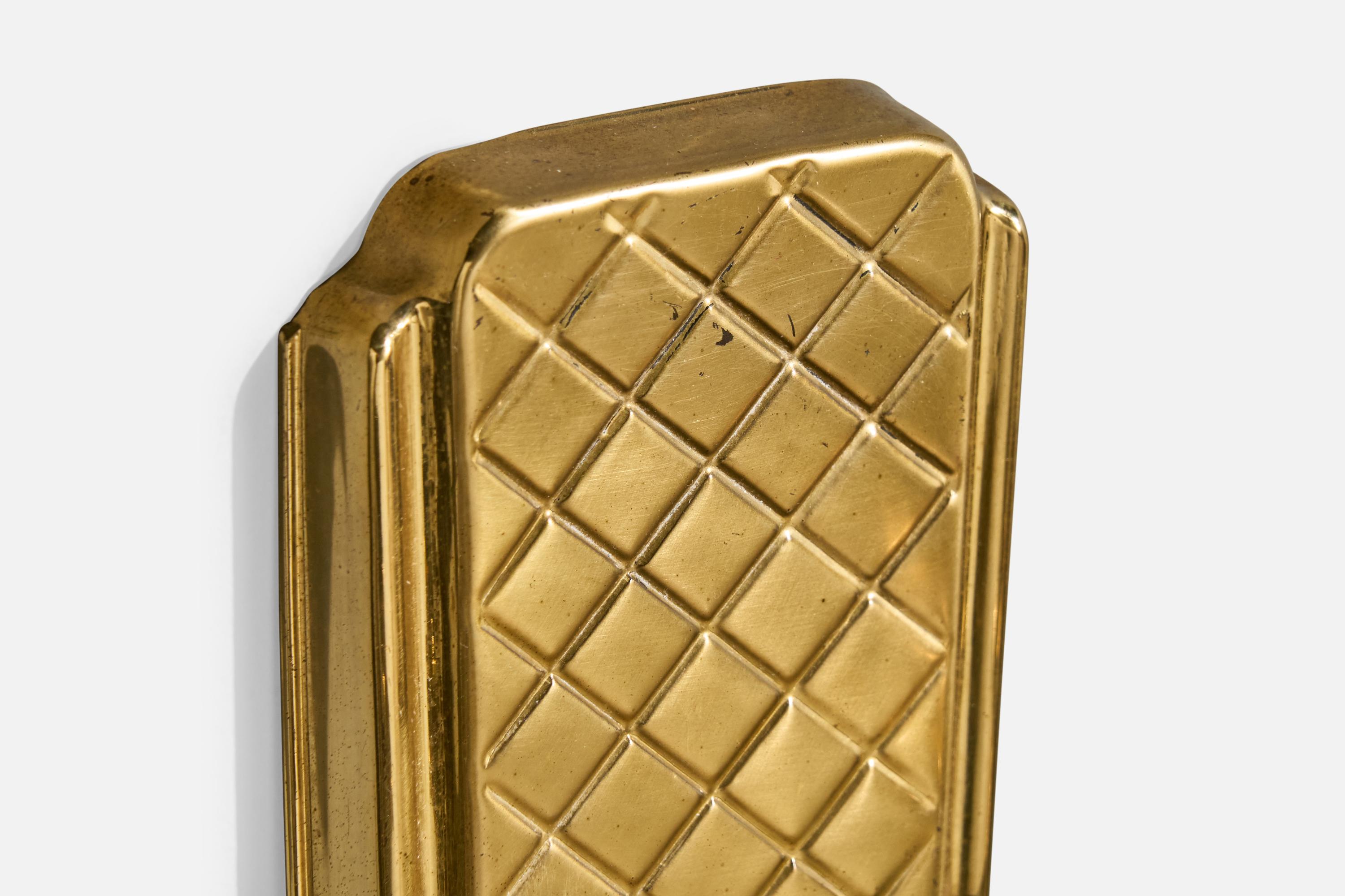 German Designer, Wall Lights, Brass, Fabric, Germany, 1950s 5