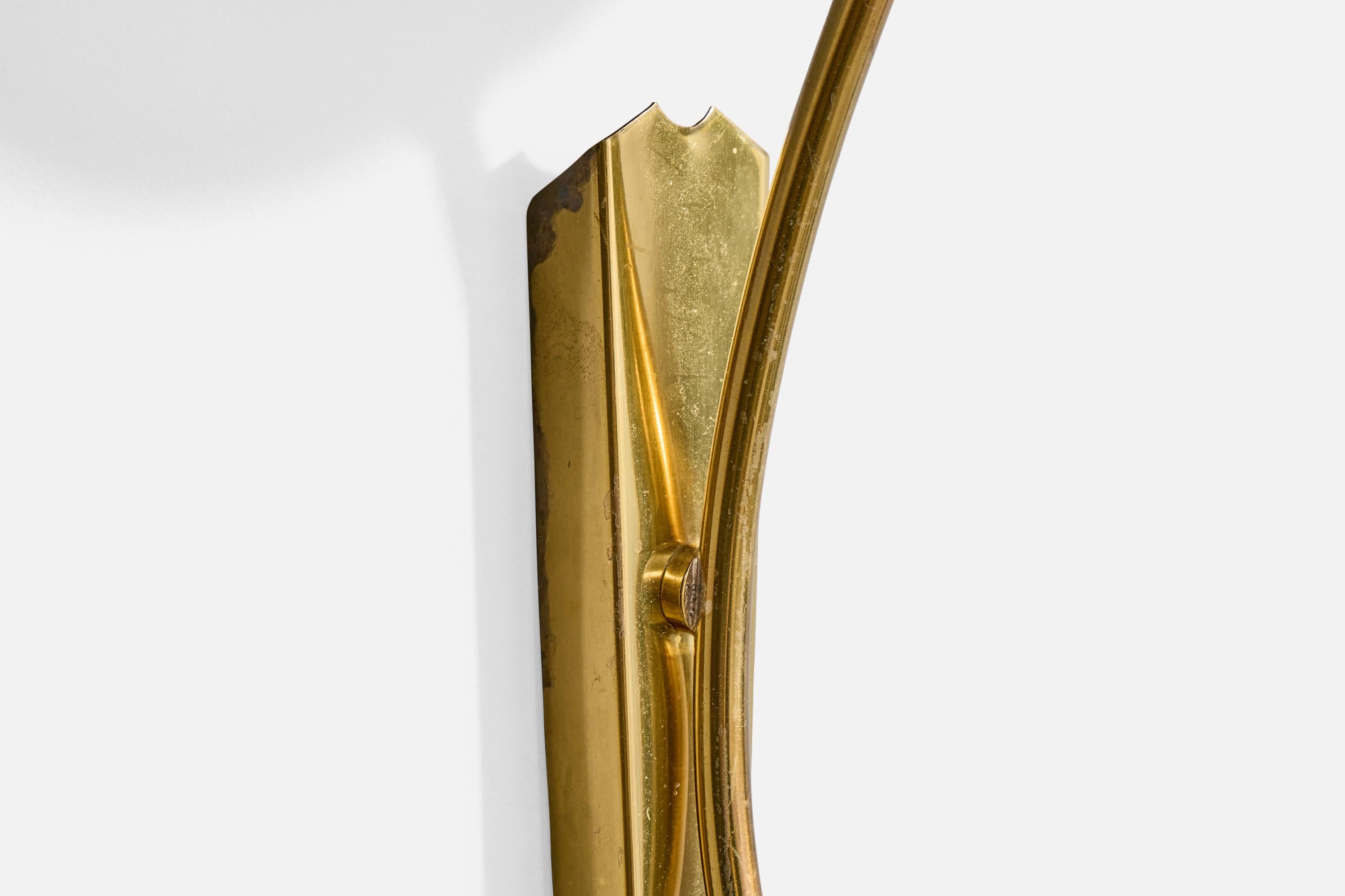 Milieu du XXe siècle German Designer, Wall Lights, Brass, Fabric, Germany, 1960s en vente