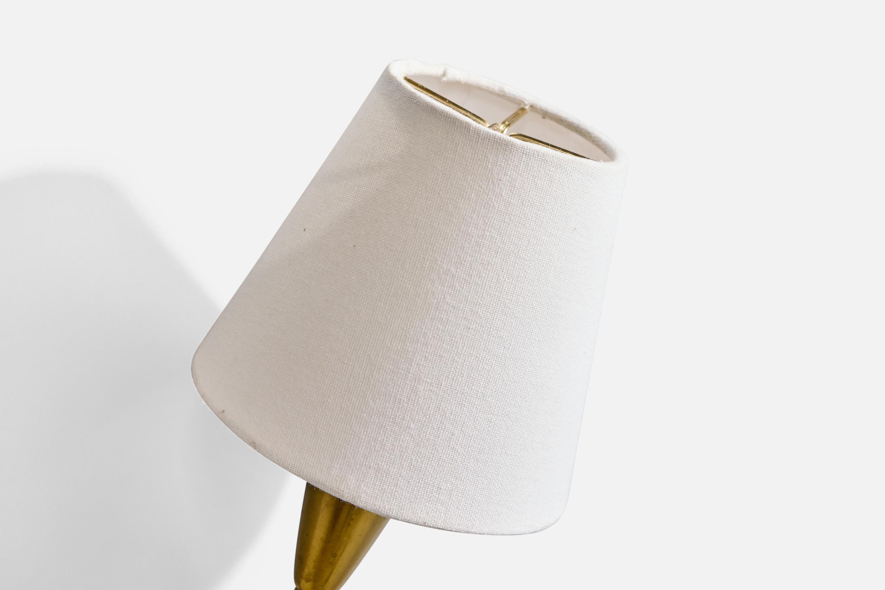 German Designer, Wall Lights, Brass, Fabric, Germany, 1960s en vente 1