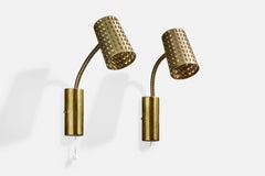 German Designer, Wall Lights, Brass, Germany, 1950s