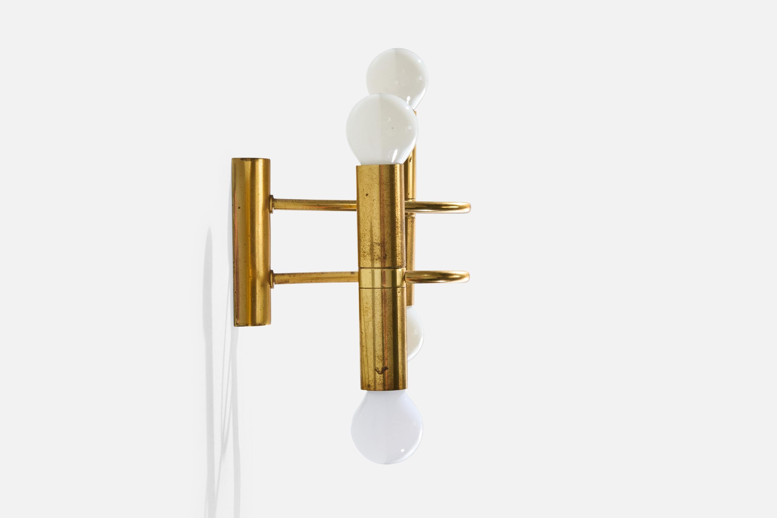 Mid-20th Century German Designer, Wall Lights, Brass, Germany, 1960s For Sale