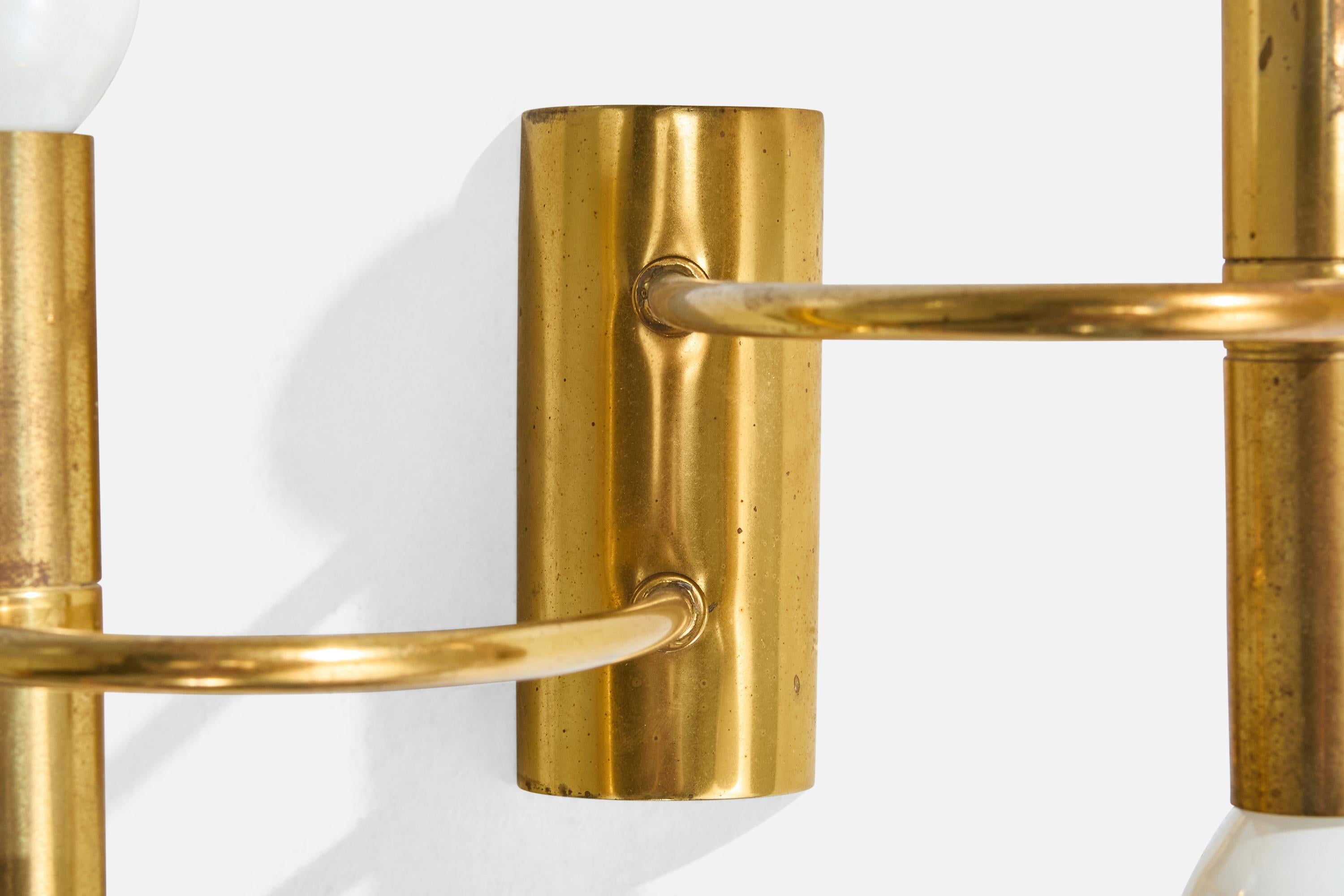 German Designer, Wall Lights, Brass, Germany, 1960s For Sale 1