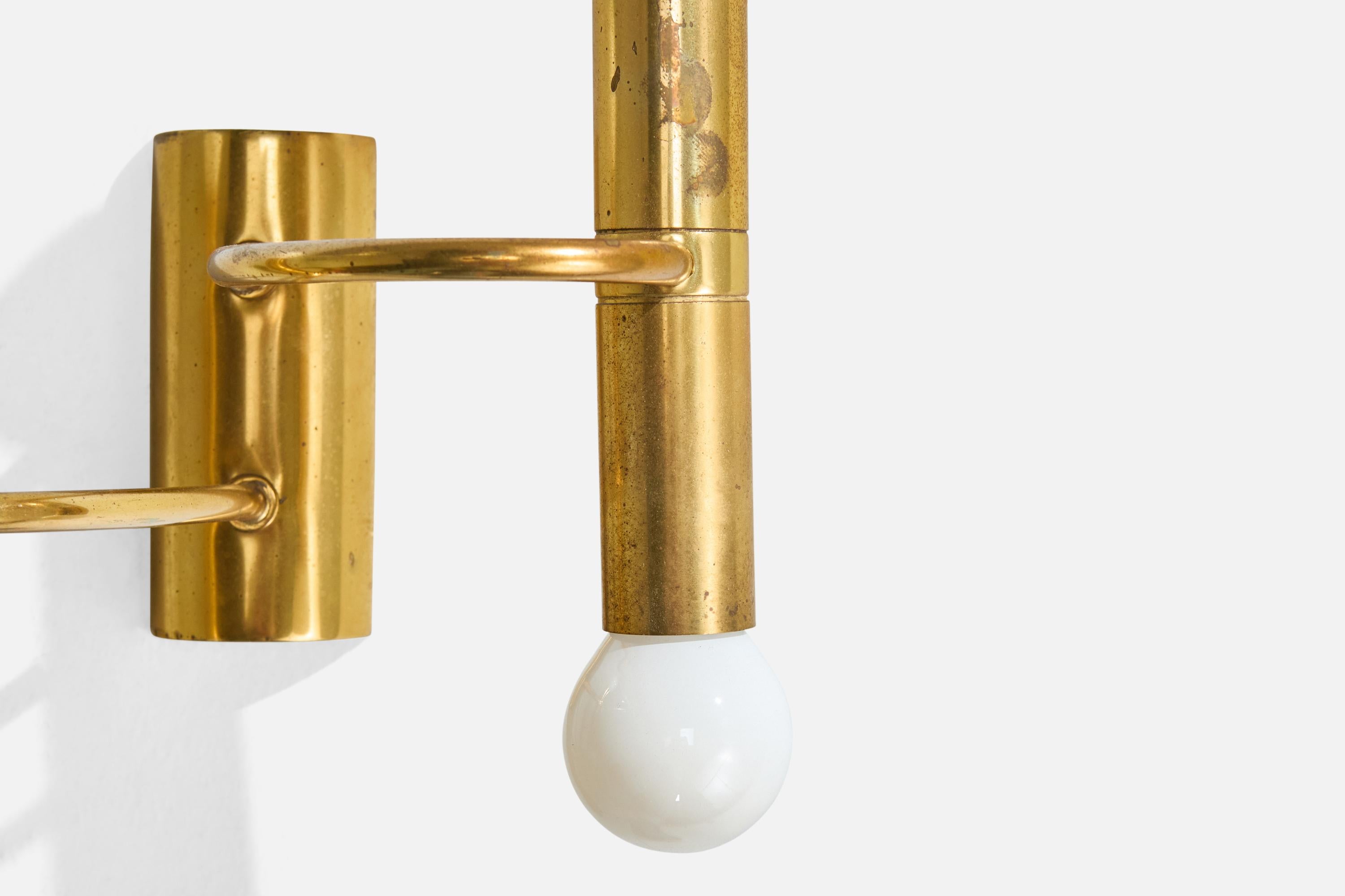 German Designer, Wall Lights, Brass, Germany, 1960s For Sale 3