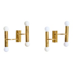 German Designer, Wall Lights, Brass, Germany, 1960s