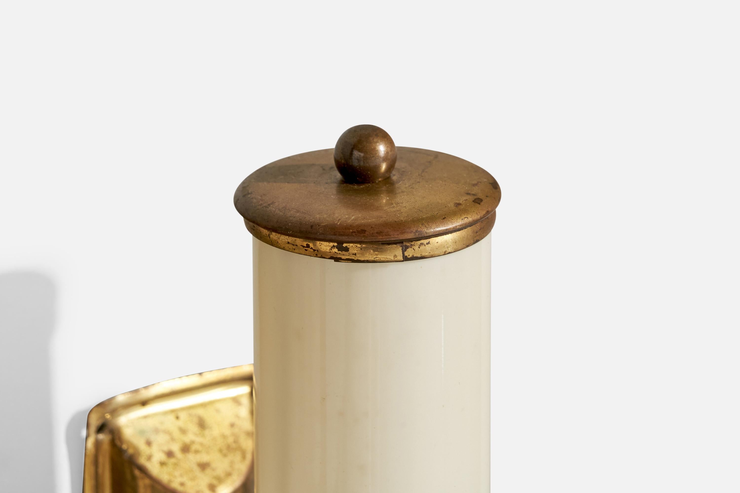 Early 20th Century German Designer, Wall Lights, Brass, Glass, Germany, 1920s For Sale