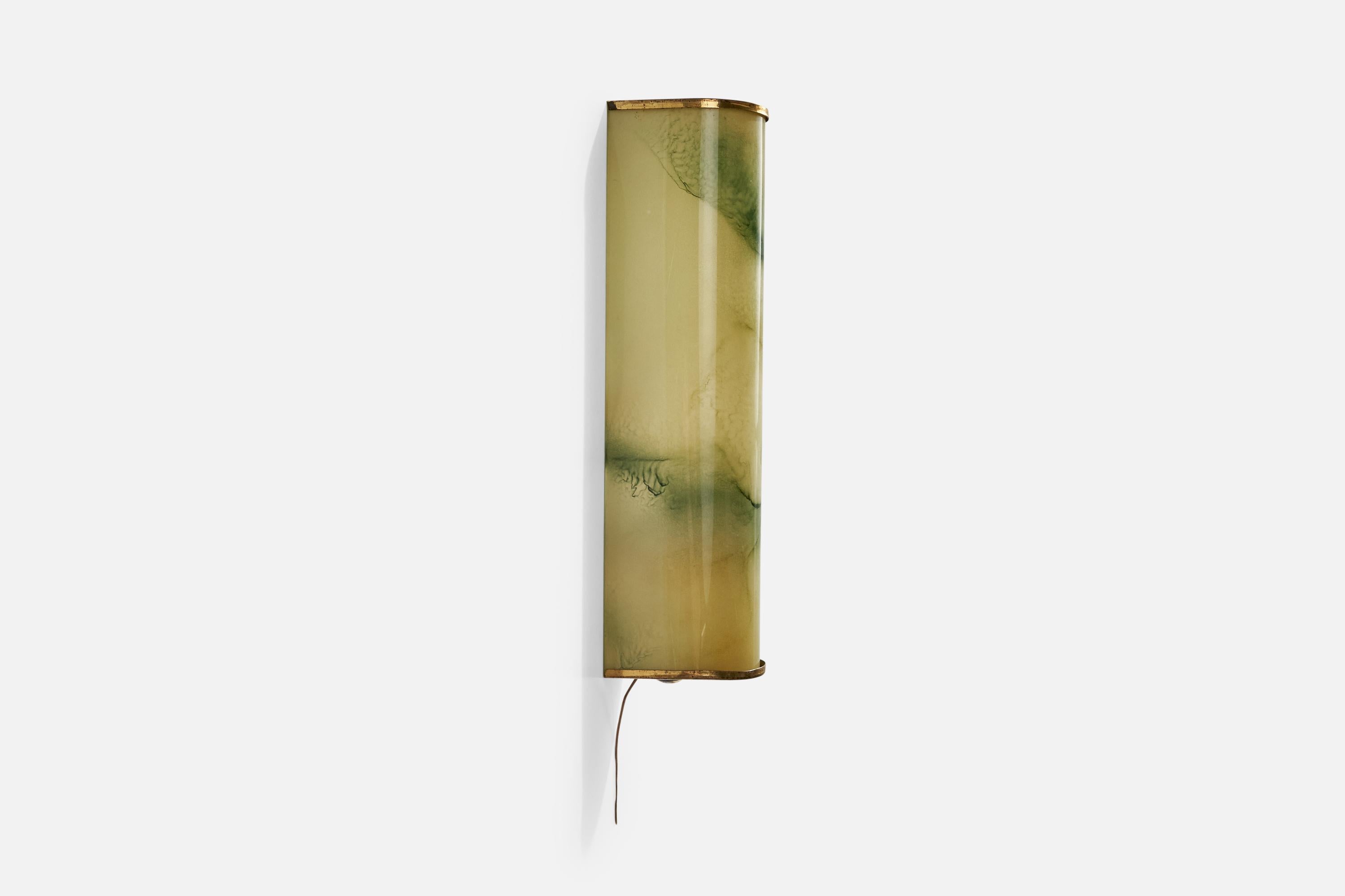 Early 20th Century German Designer, Wall Lights, Brass, Glass, Germany, 1920s For Sale