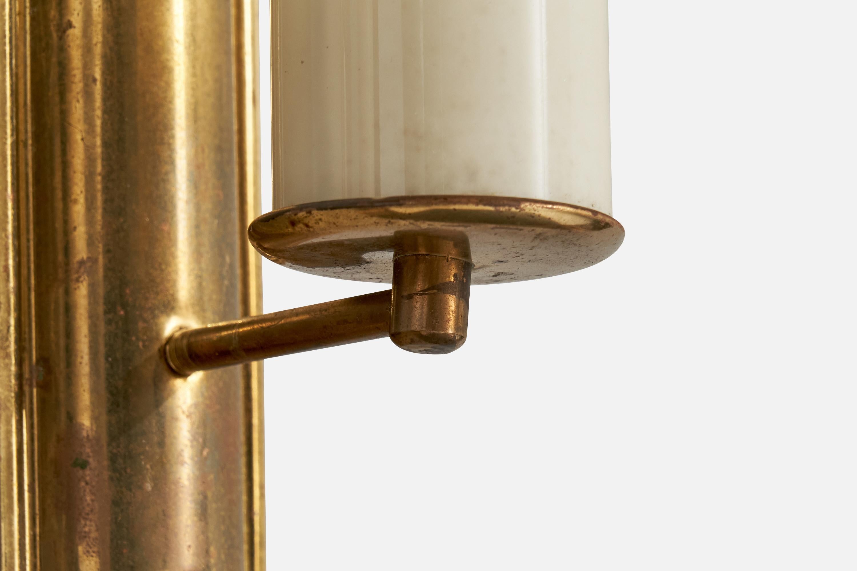 German Designer, Wall Lights, Brass, Glass, Germany, 1920s For Sale 1