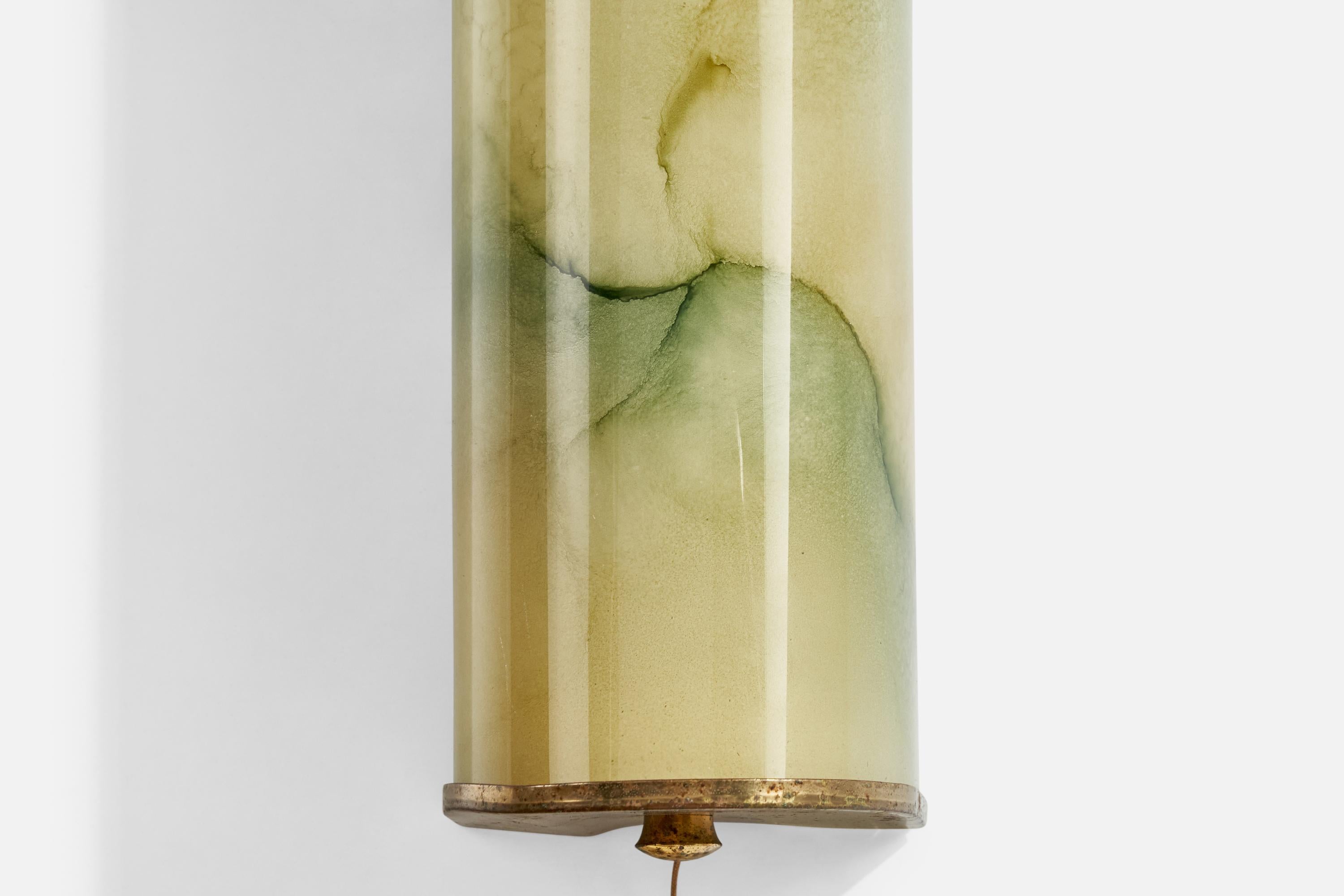 German Designer, Wall Lights, Brass, Glass, Germany, 1920s For Sale 3