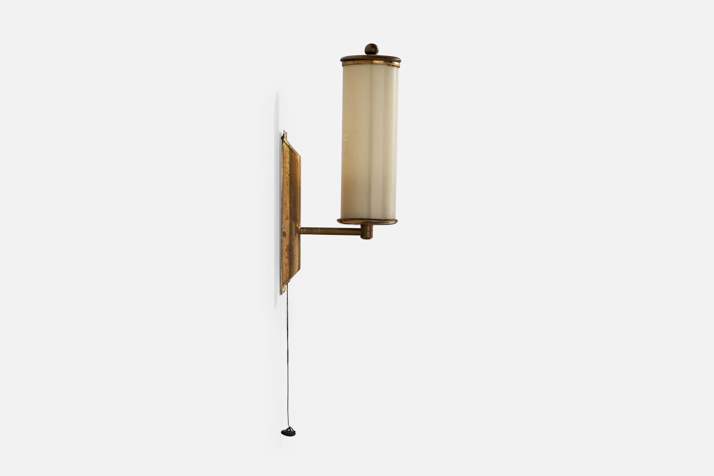 German Designer, Wall Lights, Brass, Glass, Germany, 1920s For Sale 5