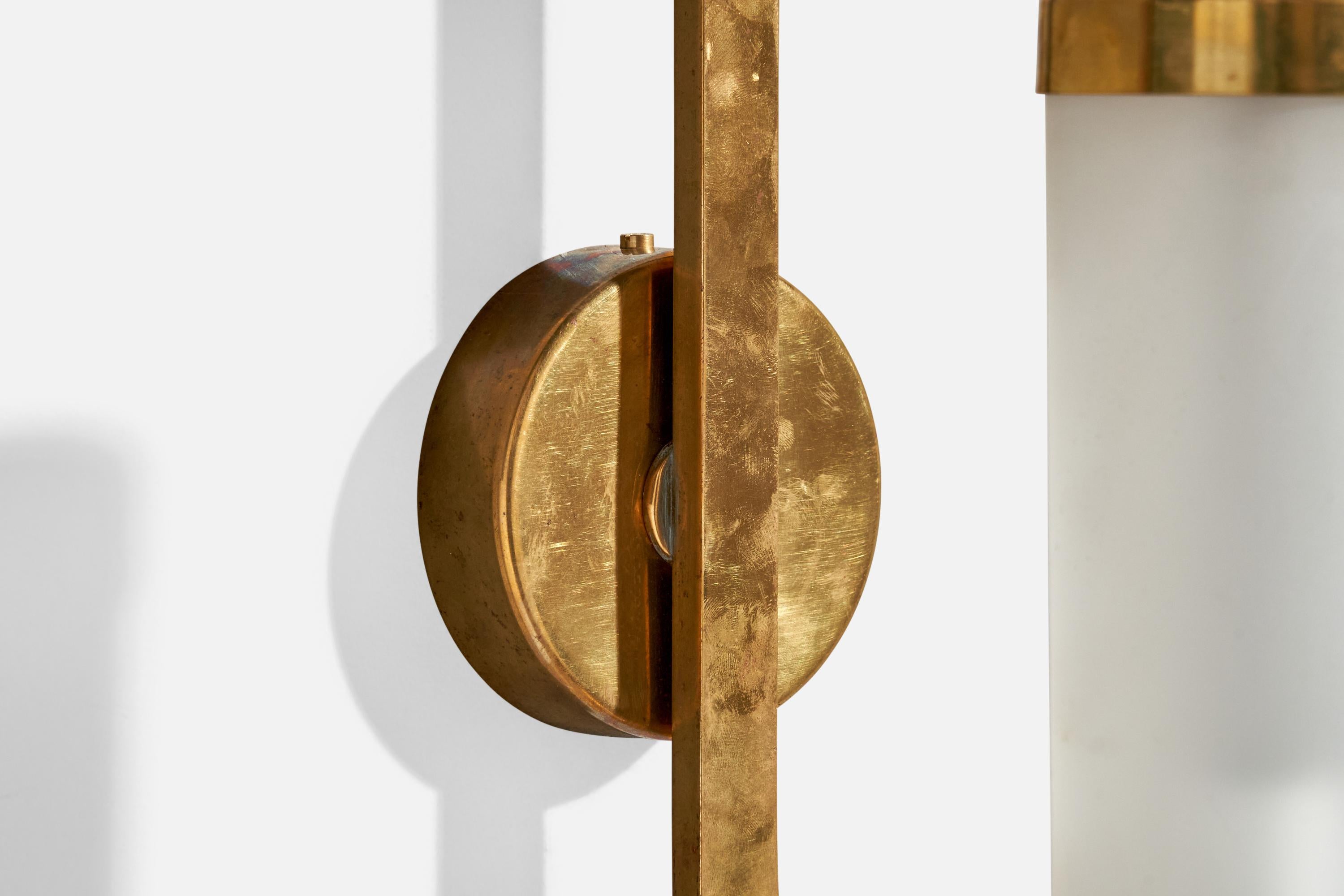 German Designer, Wall Lights, Brass, Glass, Germany, 1930s For Sale 1