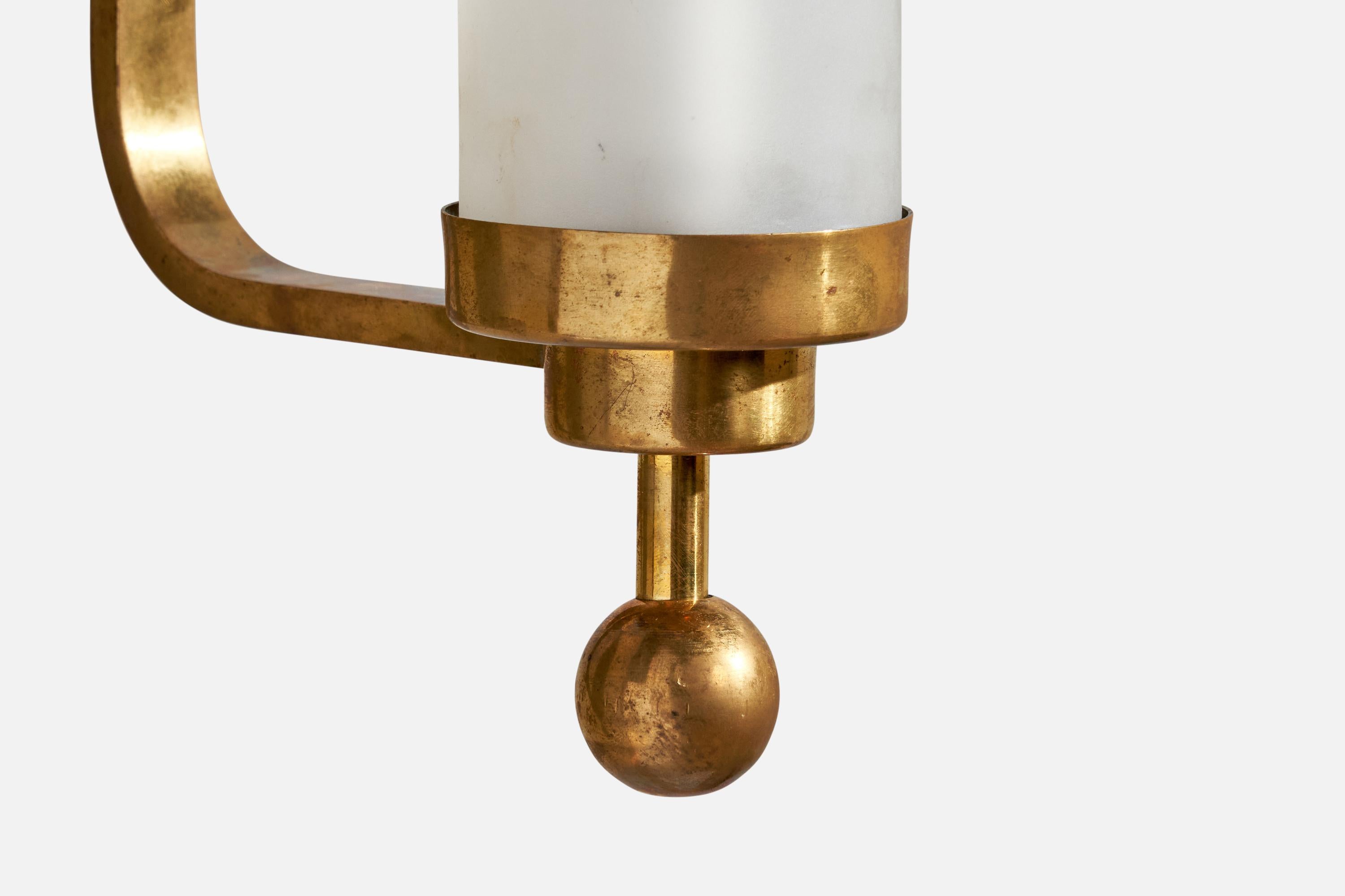 German Designer, Wall Lights, Brass, Glass, Germany, 1930s For Sale 2