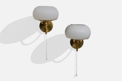 Deutscher Designer, Wandleuchten, Messing, Glas, Deutschland, 1960er Jahre