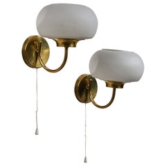 Deutscher Designer, Wandleuchten, Messing, Glas, Deutschland, 1960er Jahre