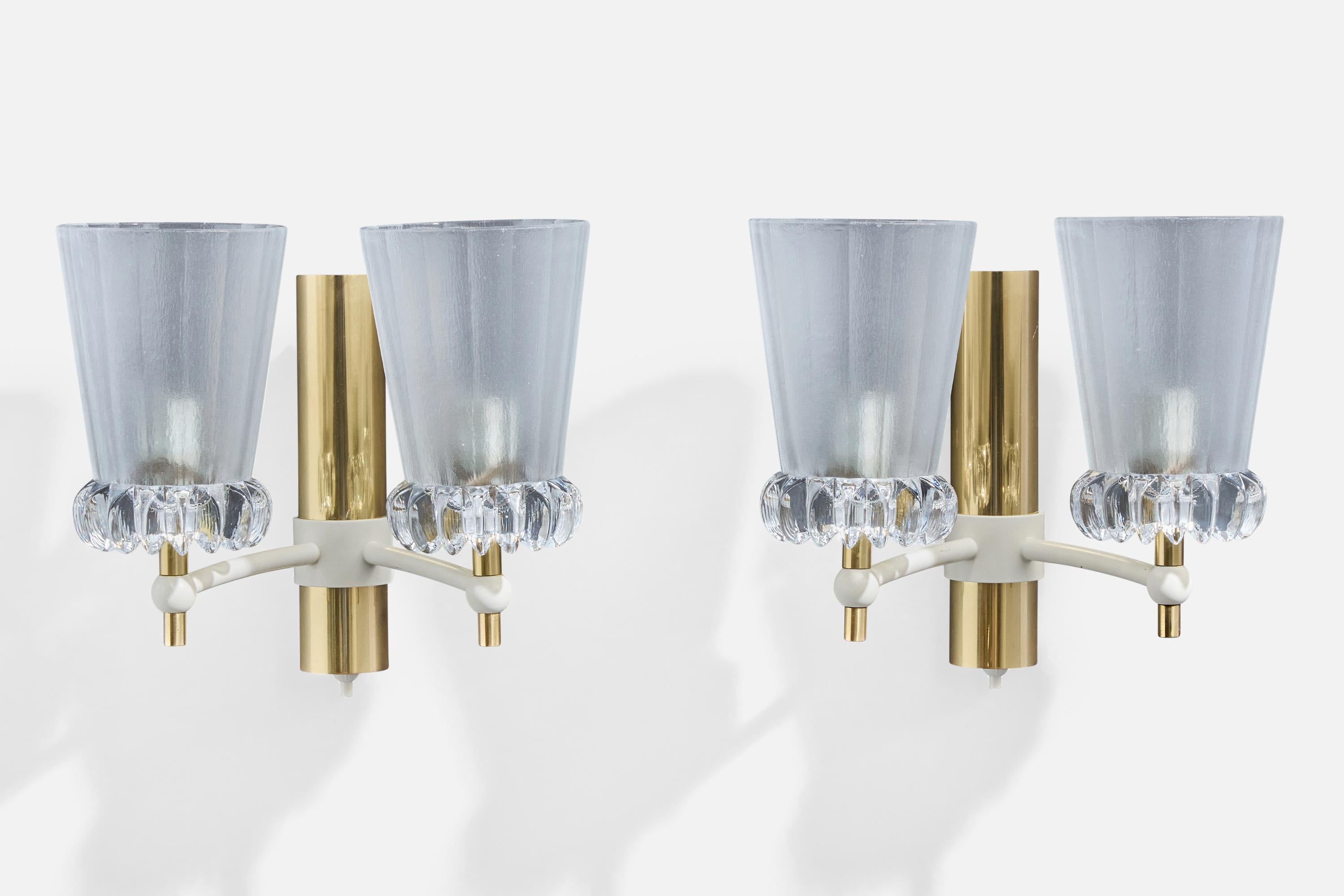 Diseñador alemán, Apliques, Latón, Metal, Vidrio, Alemania, Años 60 Alemán en venta