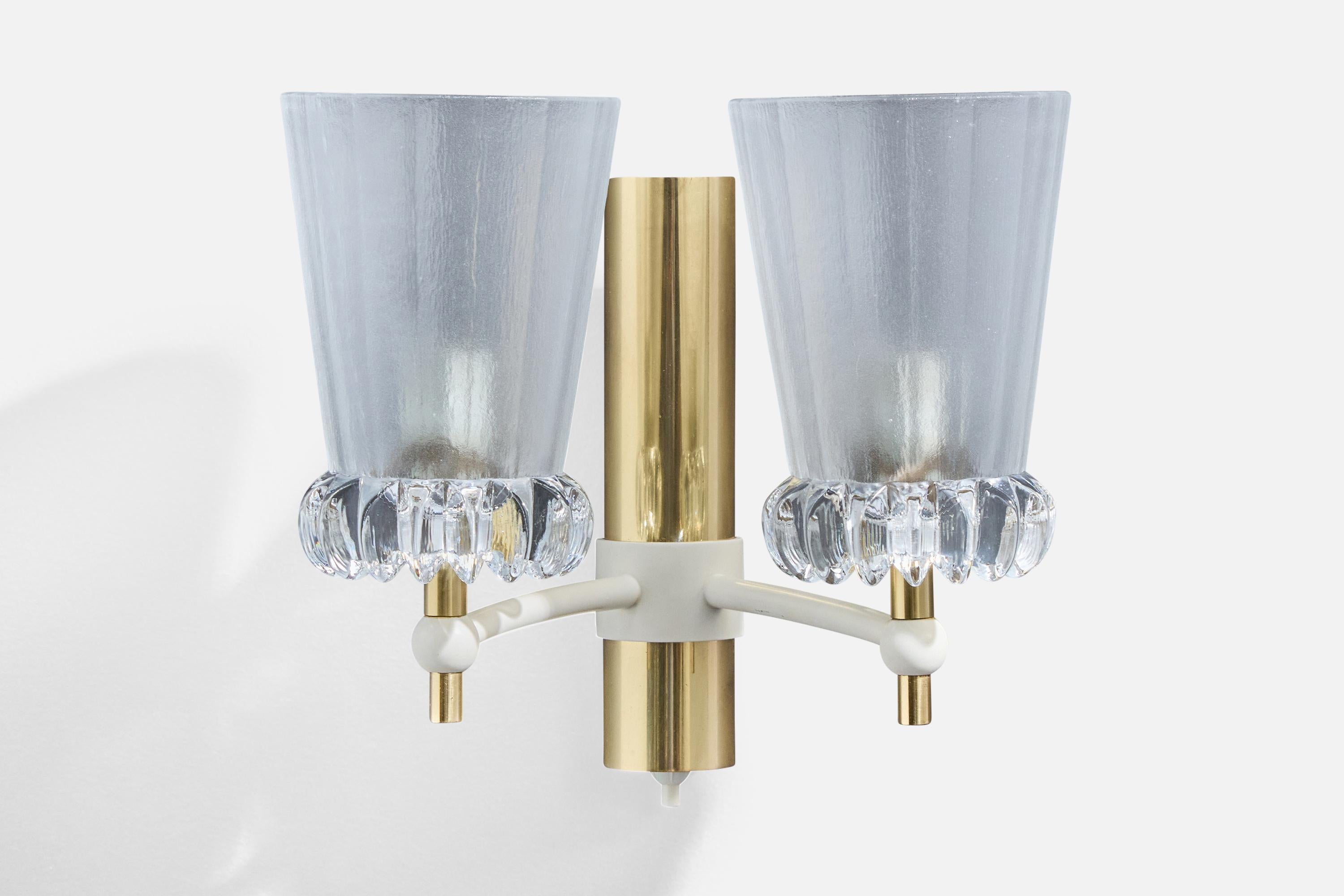 Diseñador alemán, Apliques, Latón, Metal, Vidrio, Alemania, Años 60 en Bueno estado para la venta en High Point, NC