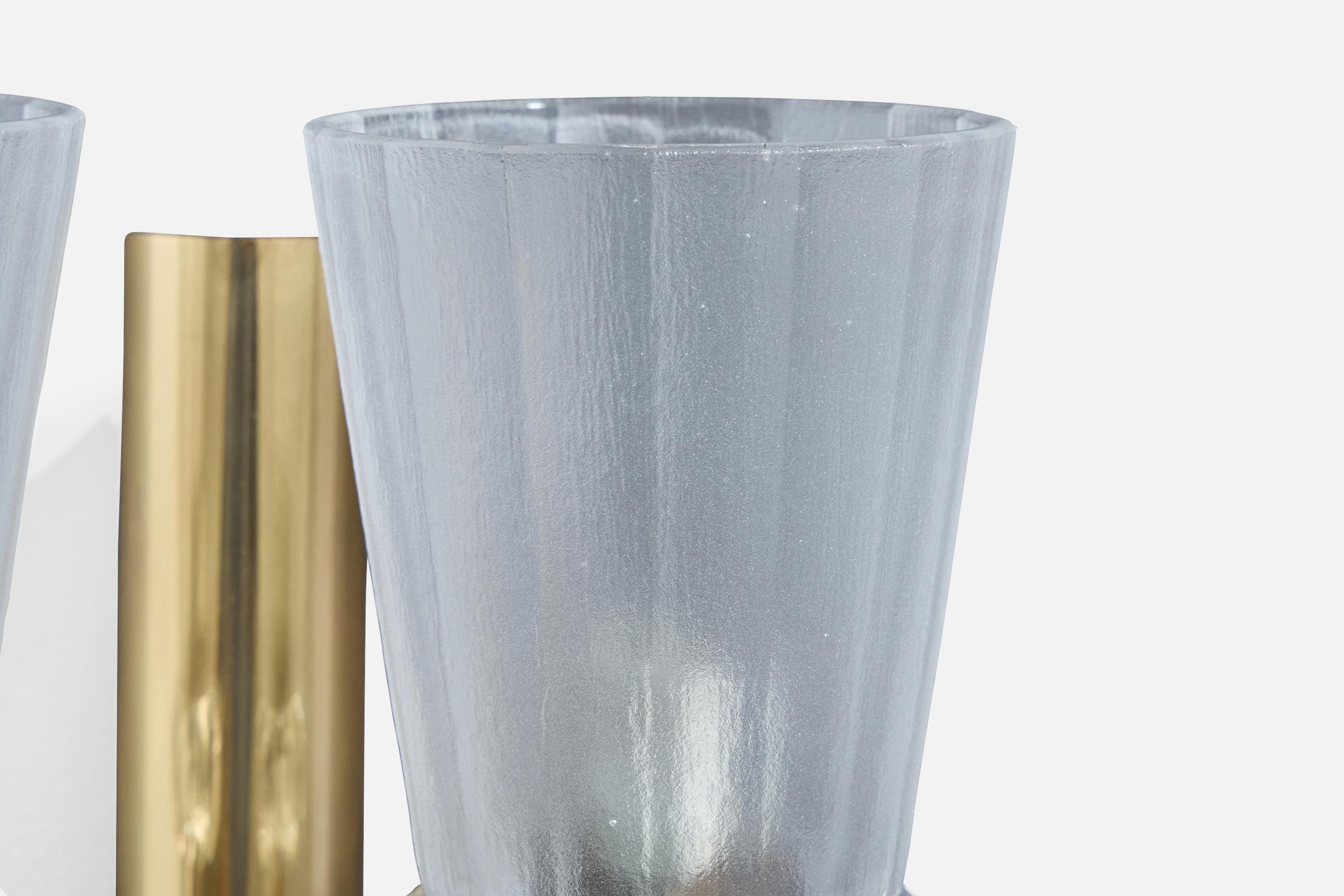 Diseñador alemán, Apliques, Latón, Metal, Vidrio, Alemania, Años 60 en venta 3