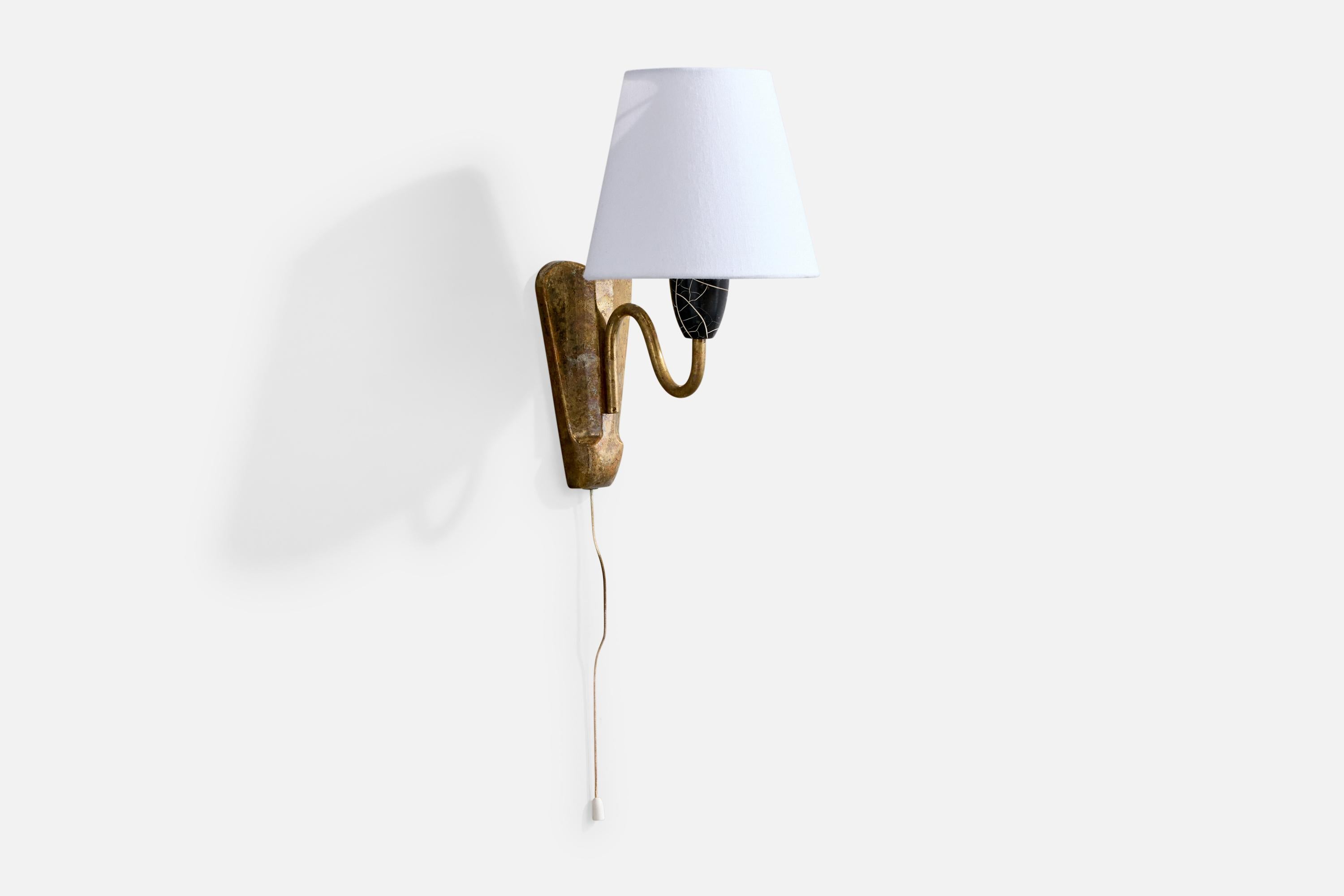 Tedesco Design tedesco, lampade da parete, ottone, resina, tessuto, Germania, anni '50 in vendita