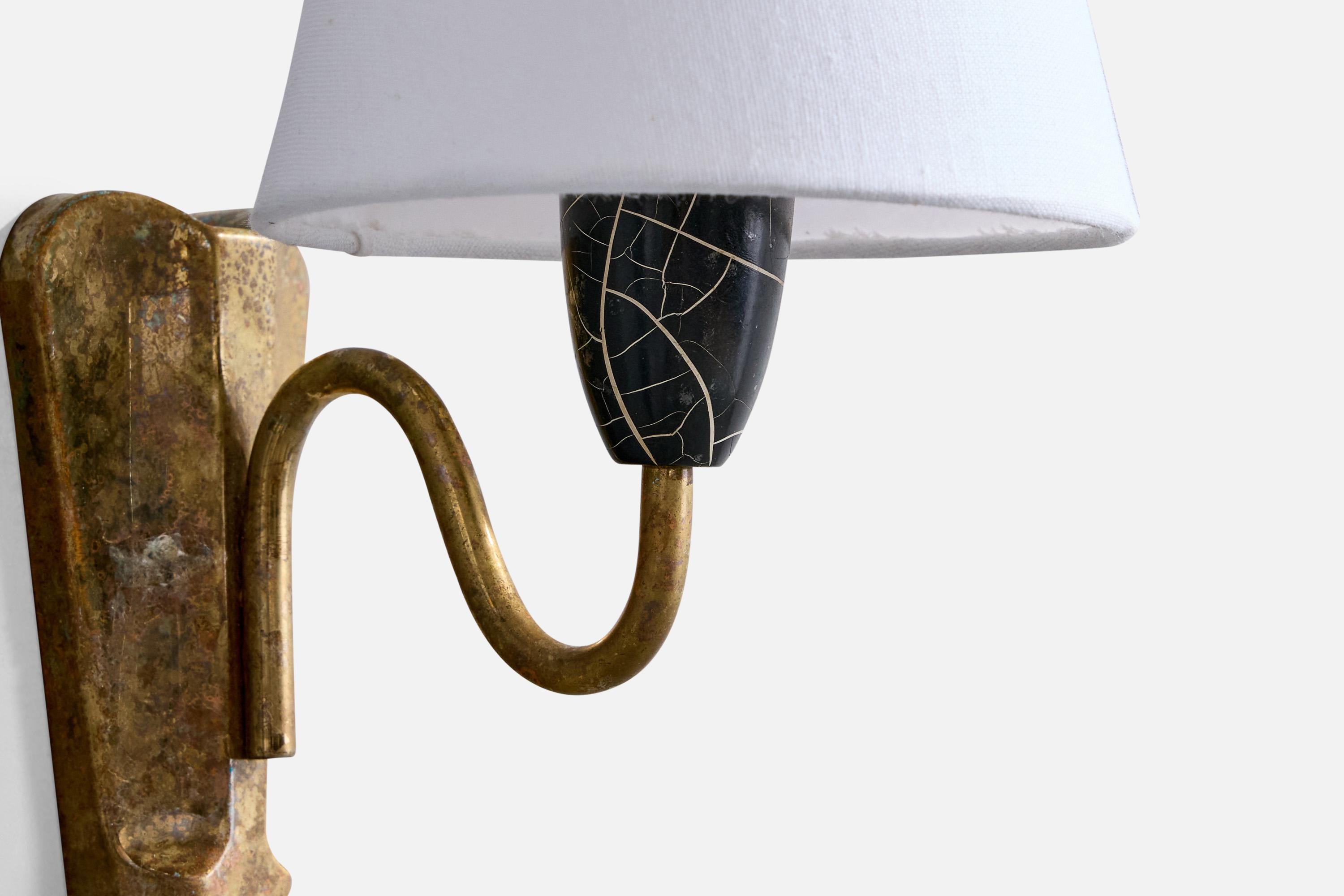 Ottone Design tedesco, lampade da parete, ottone, resina, tessuto, Germania, anni '50 in vendita
