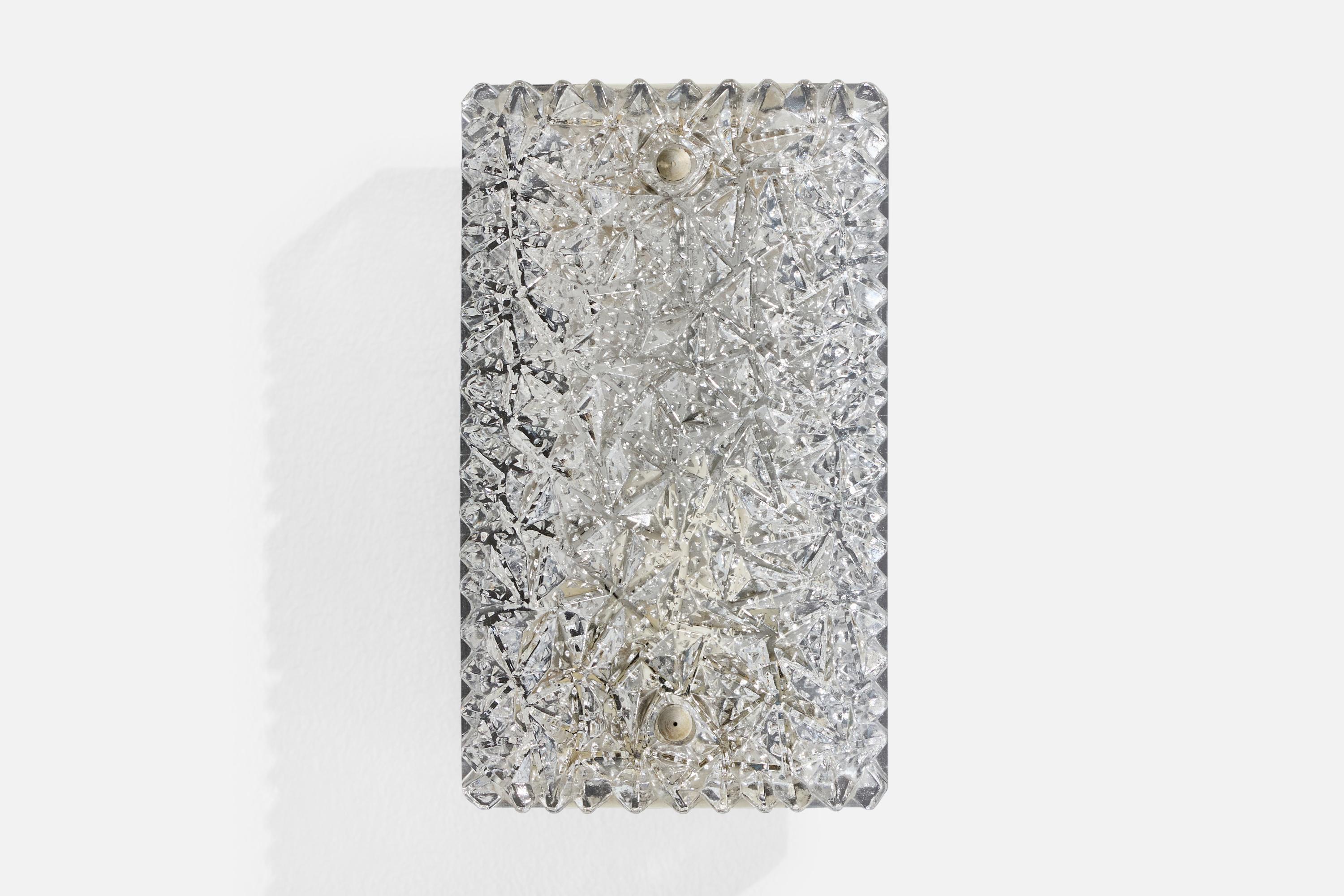 Designer allemand, appliques murales, verre, métal, Allemagne, années 1960 Bon état - En vente à High Point, NC