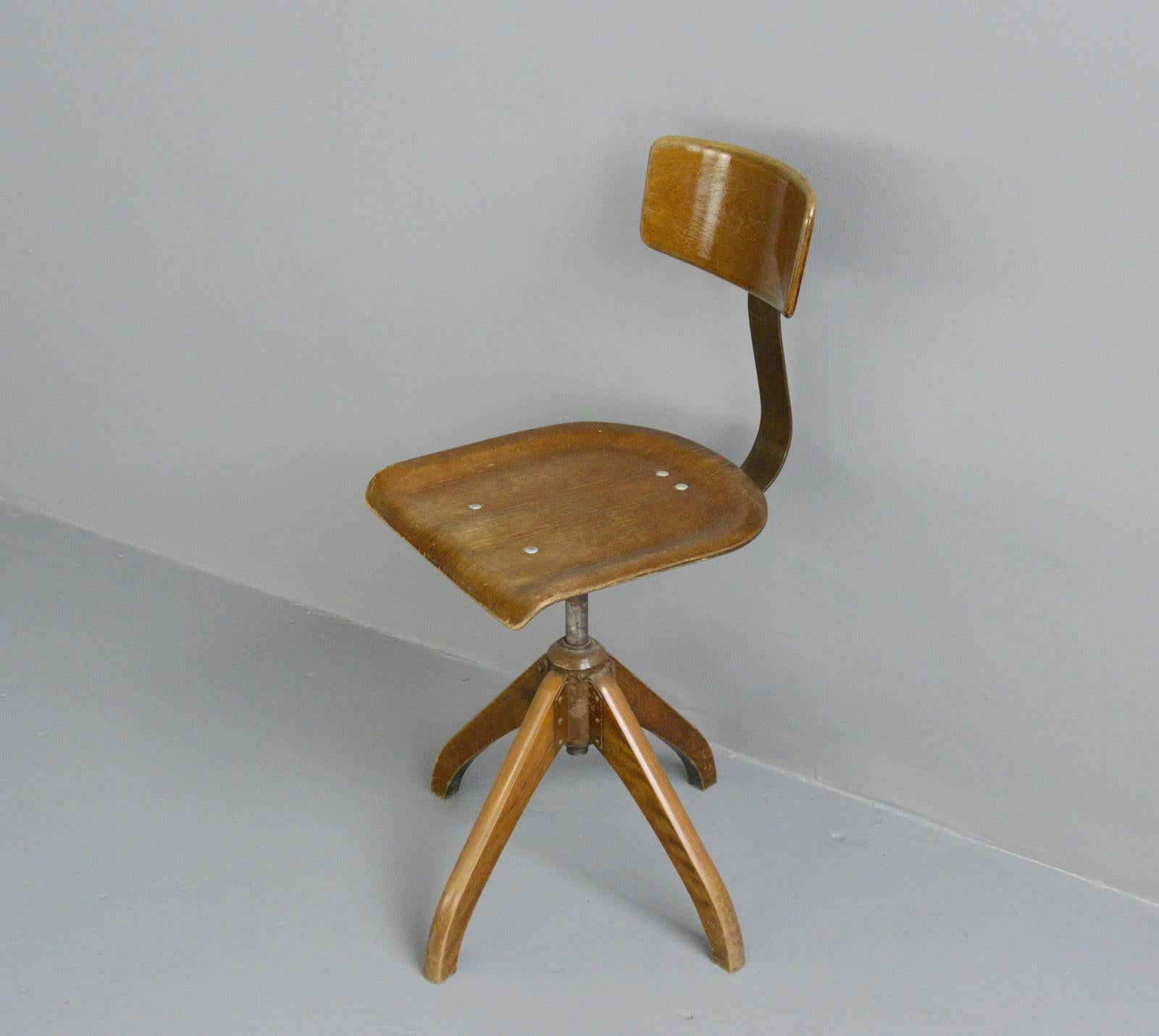 Beech German Desk Chair by Ama Elastik, circa 1930s