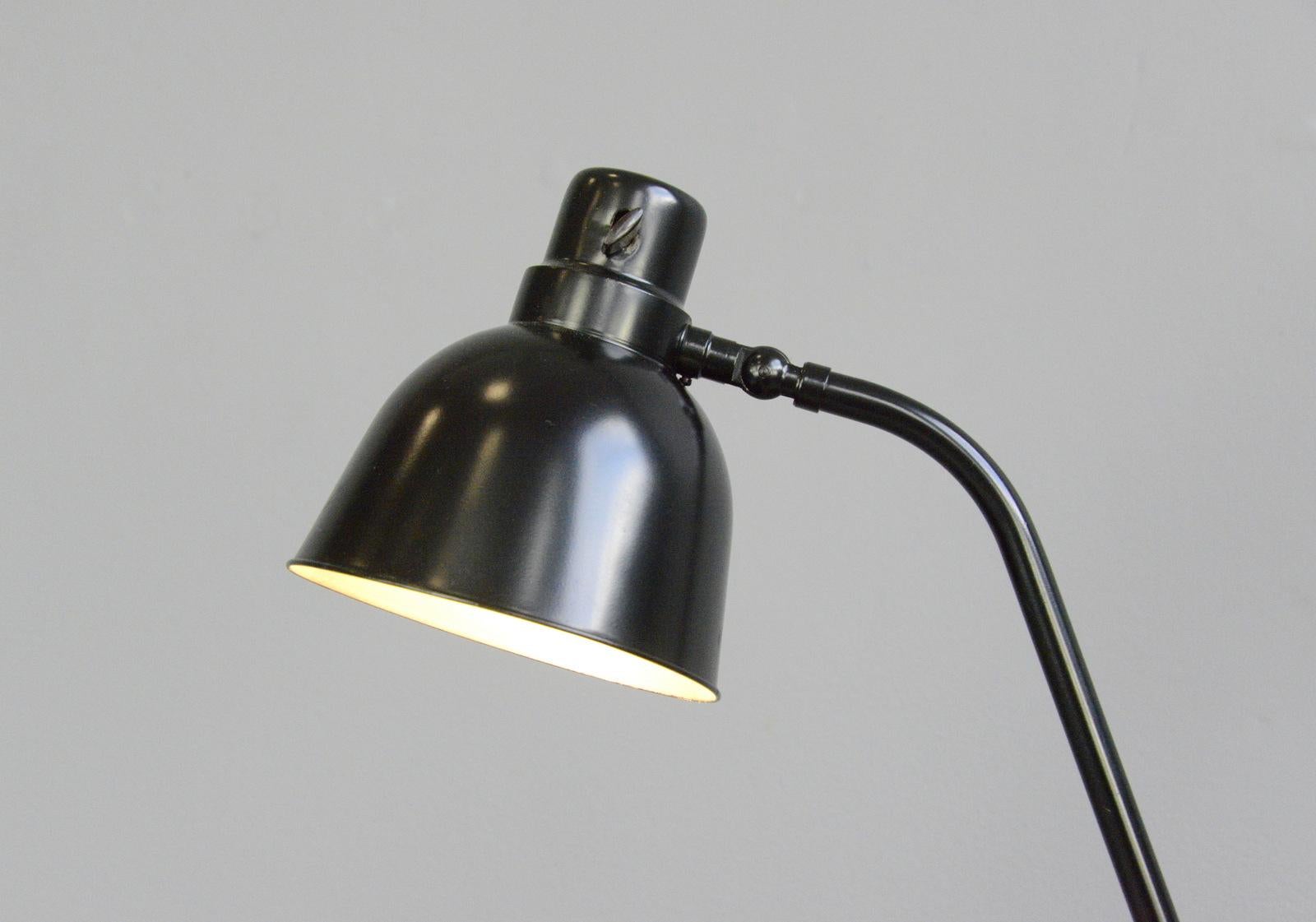 German Desk Lamp Circa 1930s

- Articulated arm and shade
- Original On/Off toggle switch on the shade
- Takes E27 fitting bulbs
- German ~ 1930s
- 52cm tall x 30cm deep x 15cm wide

Condition Report

Fully re wired with modern electrical