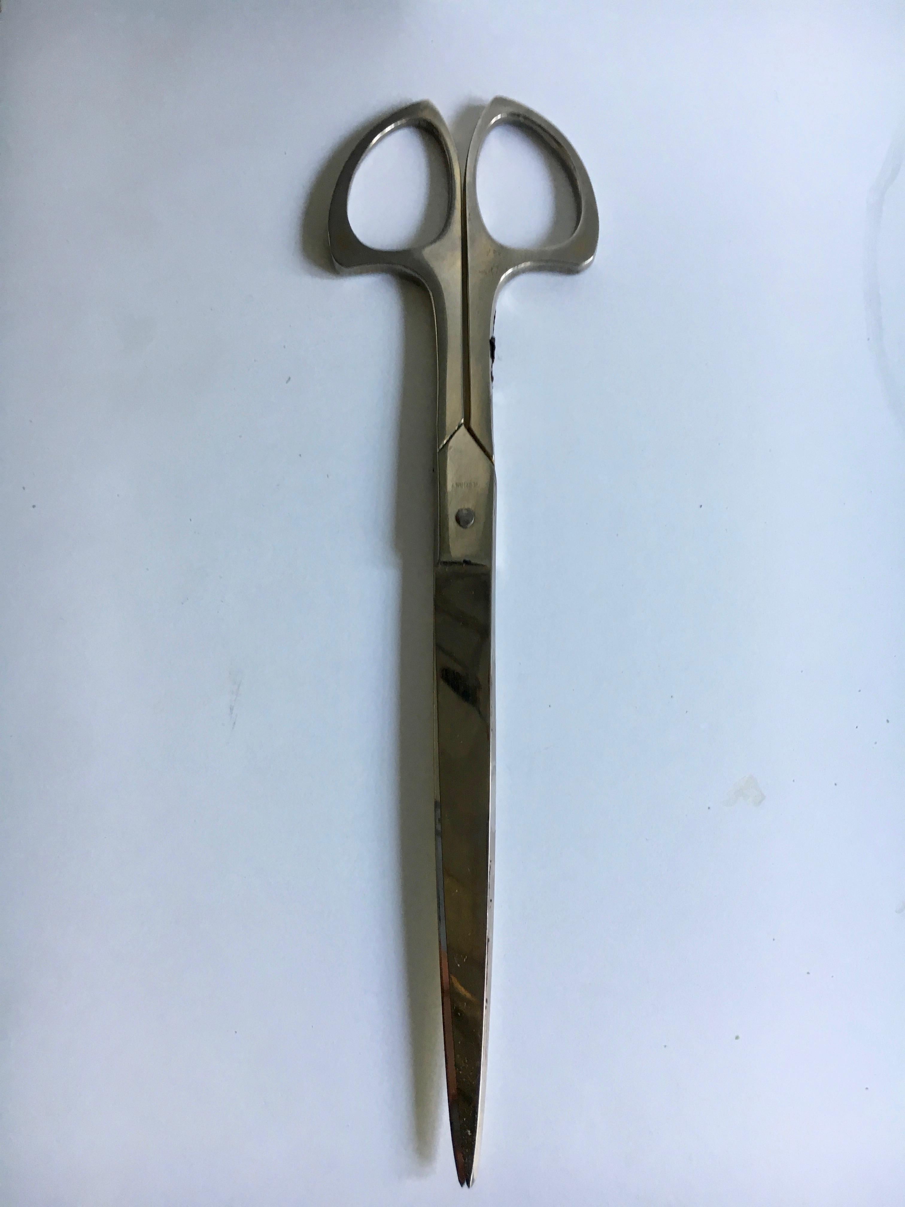German Desk Scissor Set in Leather and Brass Case at 1stDibs