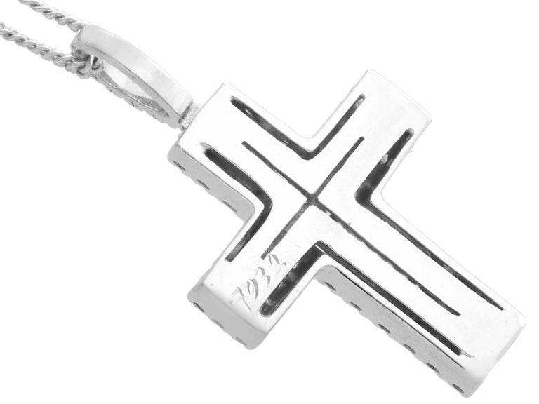 German Diamond and White Gold Cross Pendant For Sale at 1stDibs