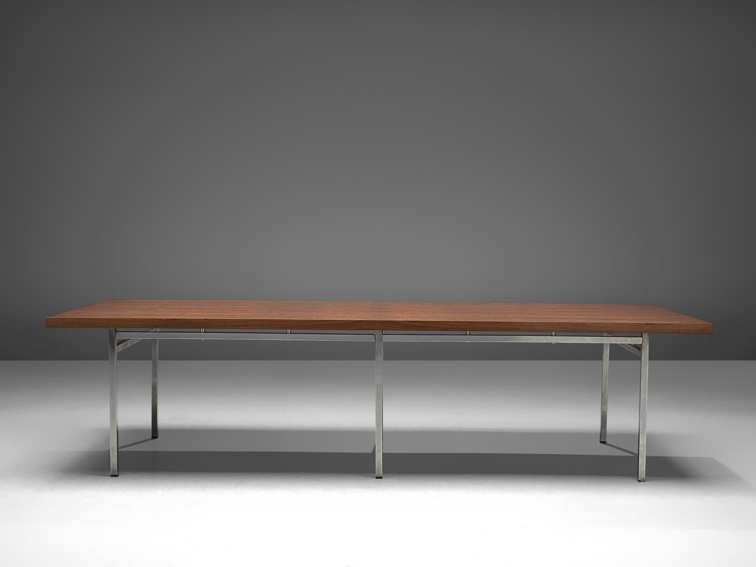 German Dining Table in Rosewood and Chromed Steel In Good Condition In Waalwijk, NL