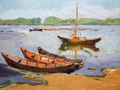 Boats. 1958. Cardboard, oil, 53.5x70 cm