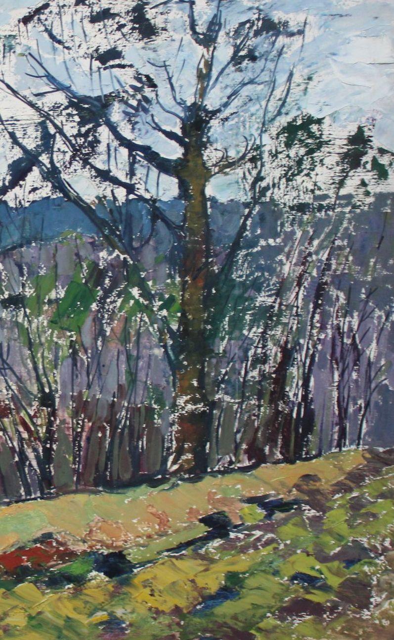 Paesaggio con fiume. 1980, olio su cartone, 69x100 cm 1