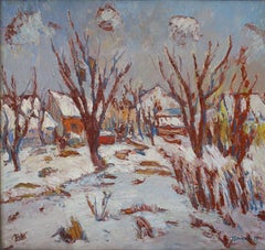 Sunrise in winter  1975. Oil on canvas, 66x70 cm