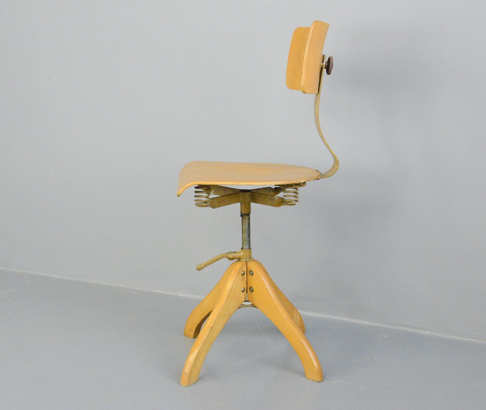 Mid-20th Century German Draftsman's Chair by Polstergleich, circa 1930s