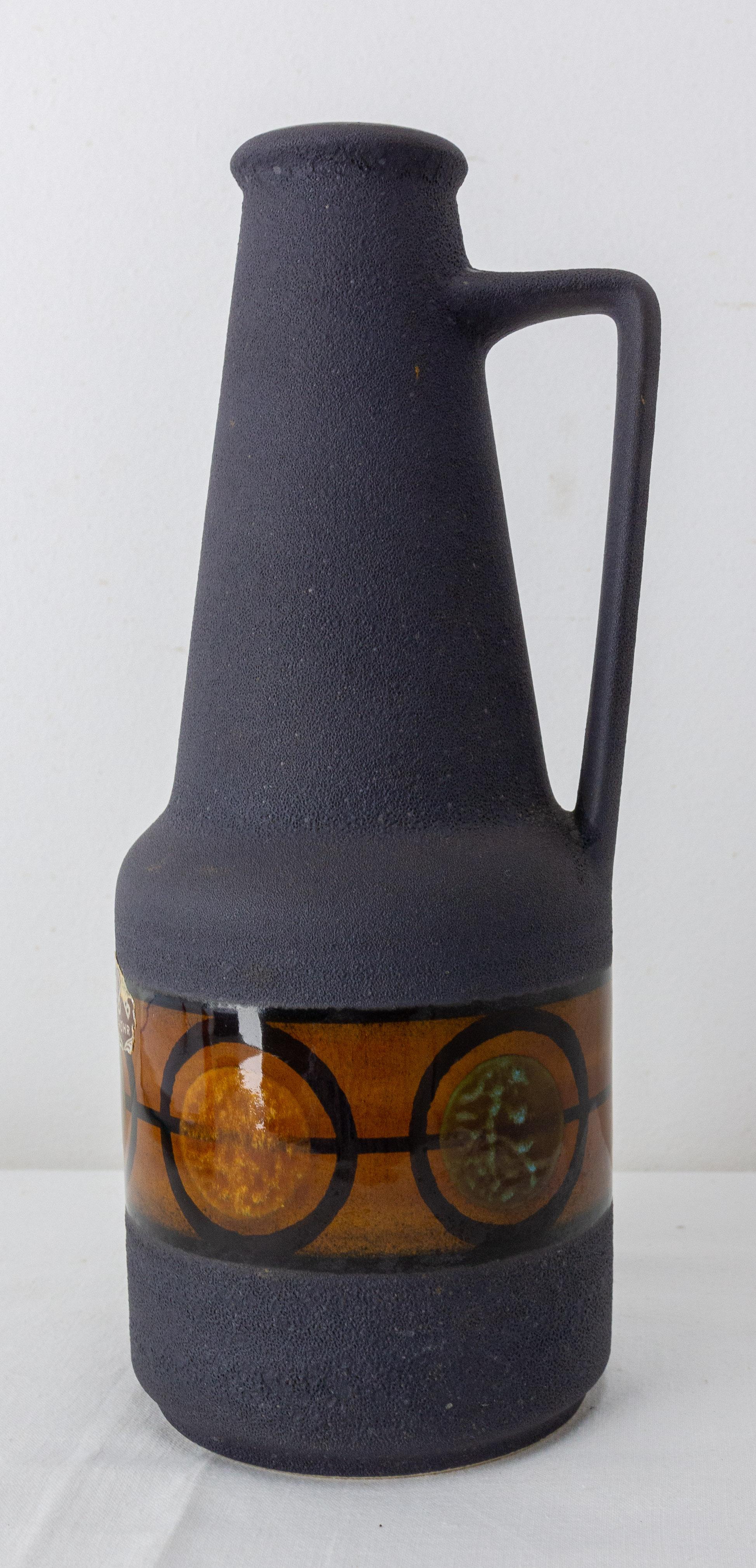 German Dümler & Breid Enameled Vase, Mid-Century In Good Condition For Sale In Labrit, Landes