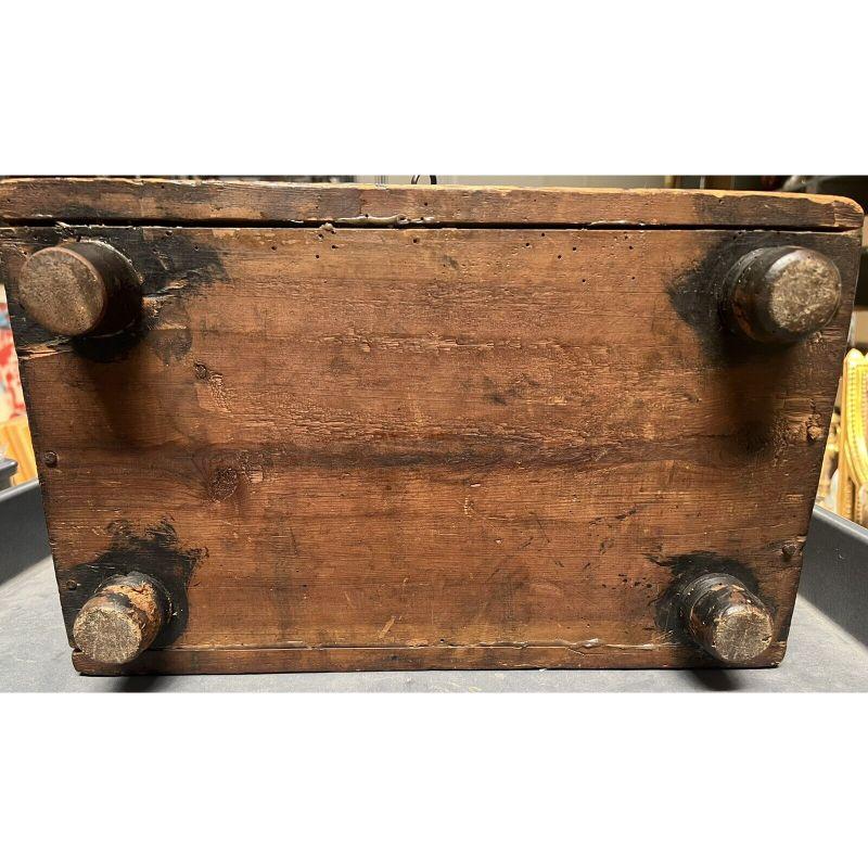 German, Dutch Hand Carved Wood Chest Box or Trunk w. Iron Mounts, 18th Century For Sale 1