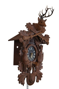 German E. Schmeckenbecher 8 Day Regula Black Forest Hunt Cuckoo Clock 23"