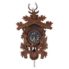 Vintage German E. Schmeckenbecher 8 Day Regula Black Forest Hunt Cuckoo Clock 23"