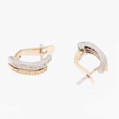German Earrings Diamonds 14kt Yellow and White Gold