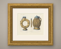 German Earthenware Jugs, Sixteenth Century, Antique Print, 1851