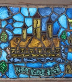 Antique German Lutheran 'Eisleben'  32" x 19" Stained Glass Window